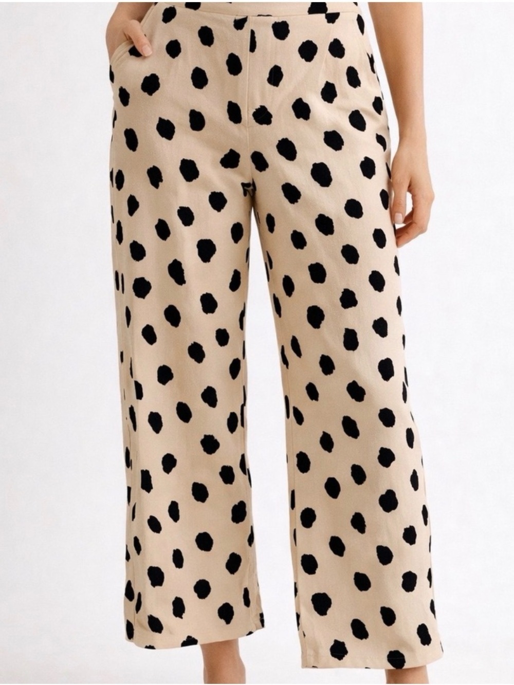 Stillwater Bam Bam Polka Dot Wide Leg Pants Cream Black XS